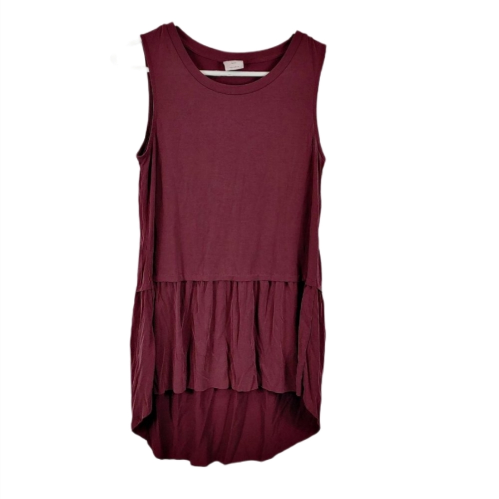 Mote burgundy red peplum model tank model Small